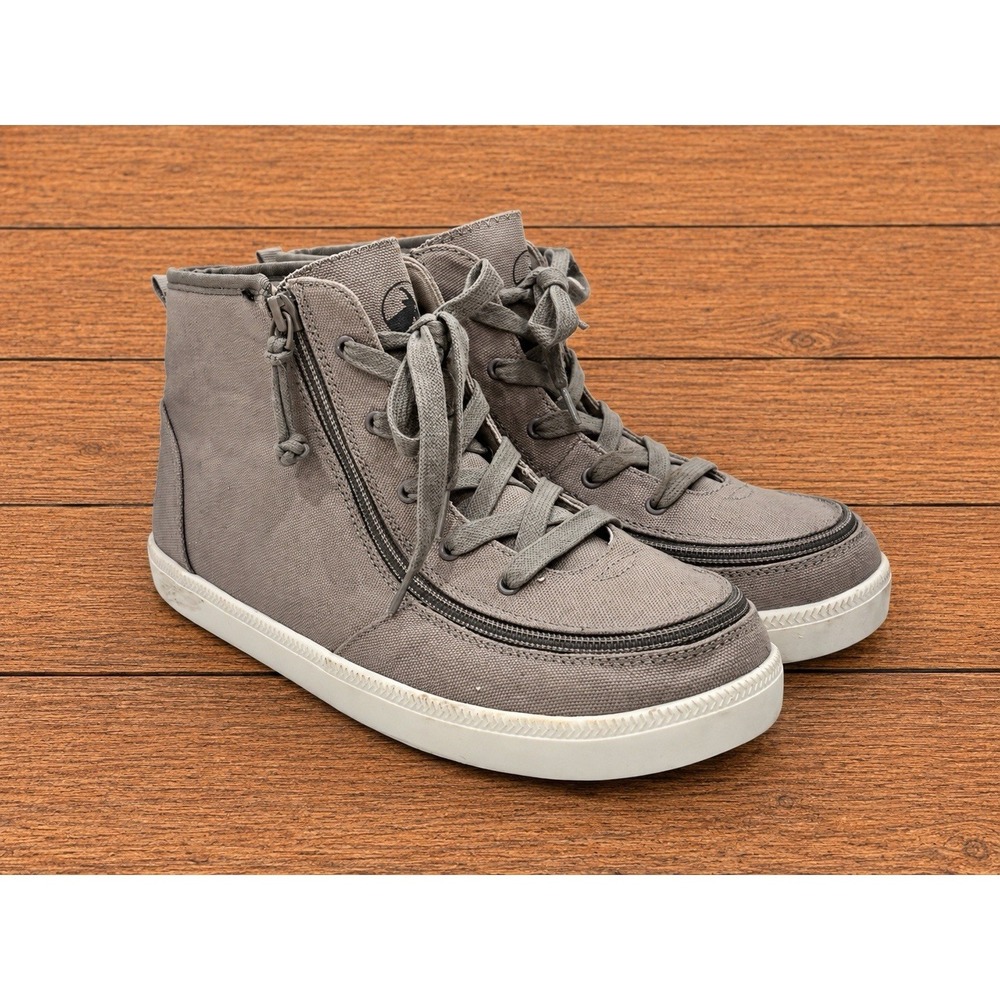 Billy Men's‎ Gray High Top Athletic Sneakers Solid Lace-Up Side Zip size 6